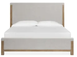 Aspen Valley Upholstered Panel Bed, Dresser, Mirror & Nightstand In Sierra Brown, Queen