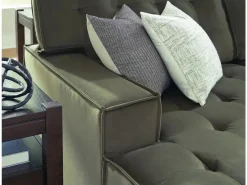 Austen Sofa Chaise Sectional In Olive, Left Facing