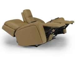 Banks 3 Power Console Loveseat In Chesapeake Charcoal Leather