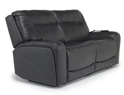 Banks 3 Power Sofa & Loveseat In Chesapeake Charcoal Leather