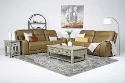 Banks 3 Power Sofa & Loveseat In Chesapeake Charcoal Leather