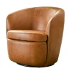 Barolo Leather Swivel Club Chair In Caramel