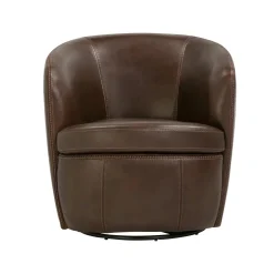Barolo Leather Swivel Club Chair In Caramel
