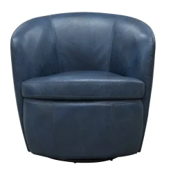 Barolo Leather Swivel Club Chair In Caramel