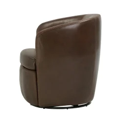 Barolo Leather Swivel Club Chair In Caramel