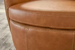 Barolo Leather Swivel Club Chair In Caramel