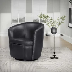 Barolo Leather Swivel Club Chair In Caramel