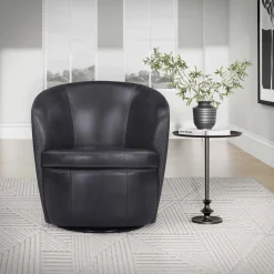 Barolo Leather Swivel Club Chair In Caramel