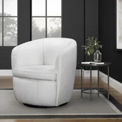 Barolo Leather Swivel Club Chair In Caramel