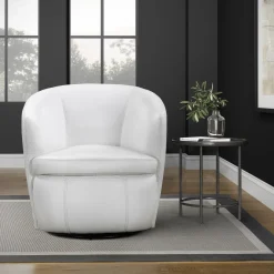 Barolo Leather Swivel Club Chair In Caramel