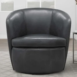 Barolo Leather Swivel Club Chair In Caramel