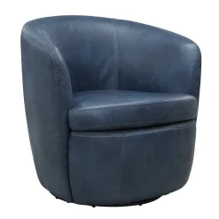 Barolo Leather Swivel Club Chair In Caramel