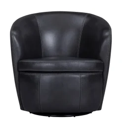 Barolo Leather Swivel Club Chair In Caramel