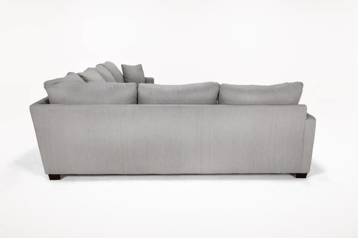 Barrett Tux Sofa Chaise Sectional In Fisk Smoke, Right Facing