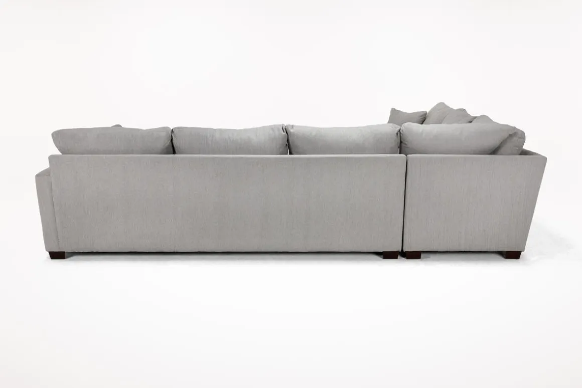 Barrett Tux Sofa Chaise Sectional In Fisk Smoke, Right Facing