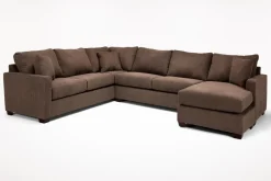 Barrett Tux Sofa Chaise Sectional In Fisk Smoke, Right Facing