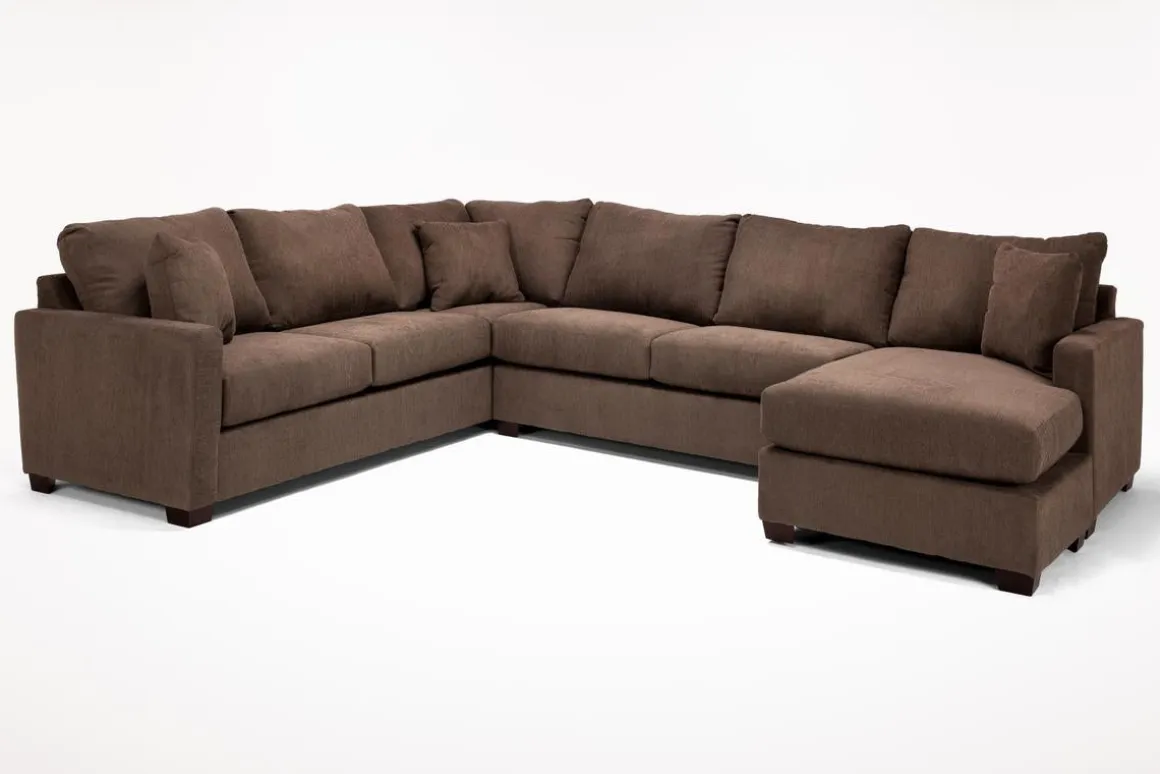 Barrett Tux Sofa Chaise Sectional In Fisk Smoke, Right Facing