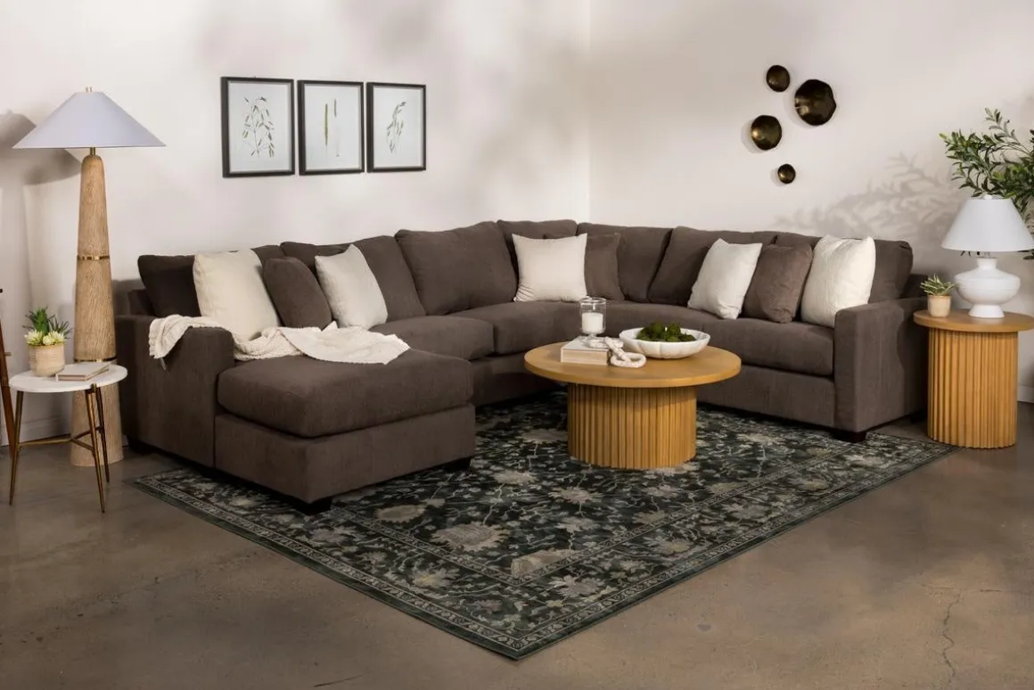 Barrett Tux Sofa Chaise Sectional In Fisk Smoke, Right Facing