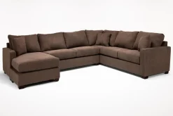 Barrett Tux Sofa Chaise Sectional In Fisk Smoke, Right Facing