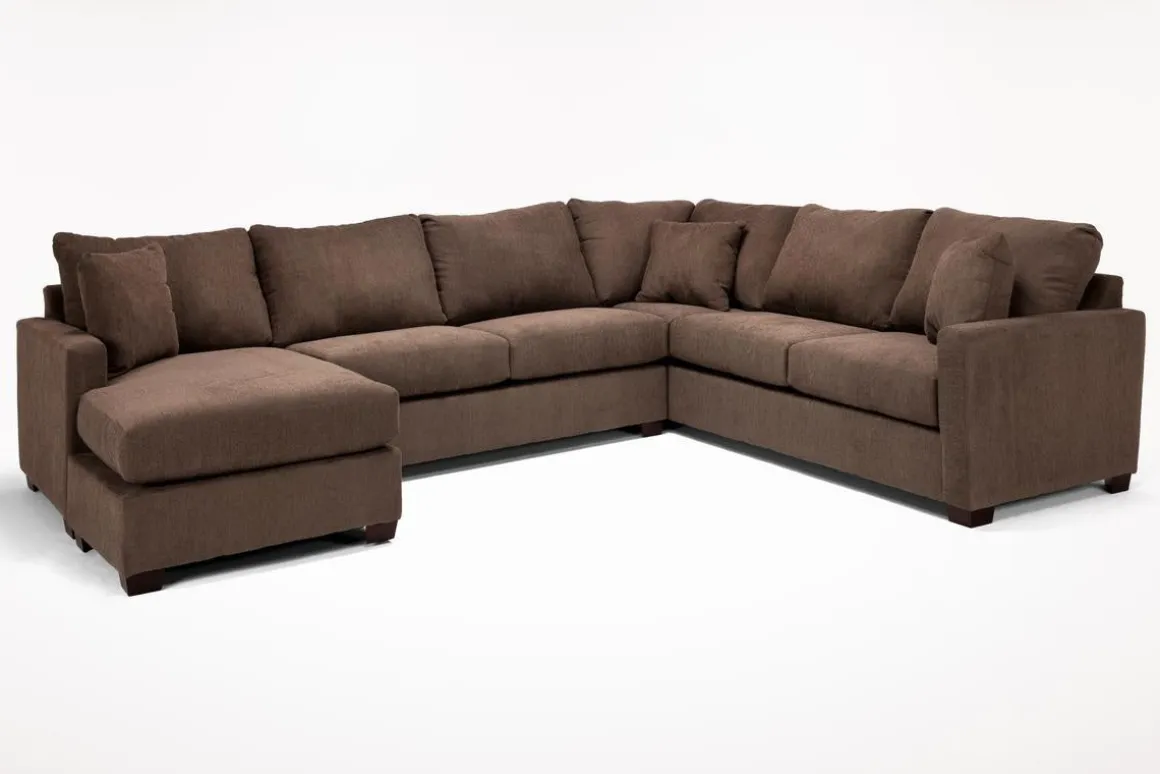 Barrett Tux Sofa Chaise Sectional In Fisk Smoke, Right Facing