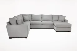 Barrett Tux Sofa Chaise Sectional In Fisk Smoke, Right Facing