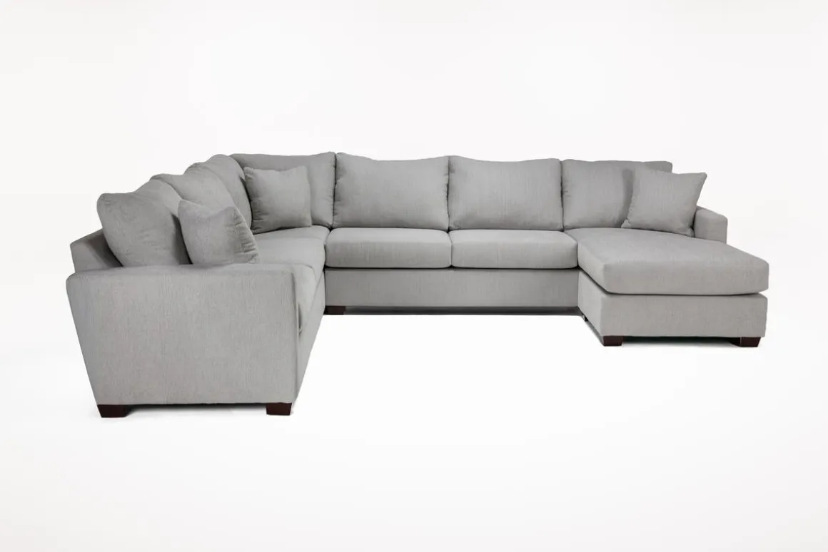 Barrett Tux Sofa Chaise Sectional In Fisk Smoke, Right Facing