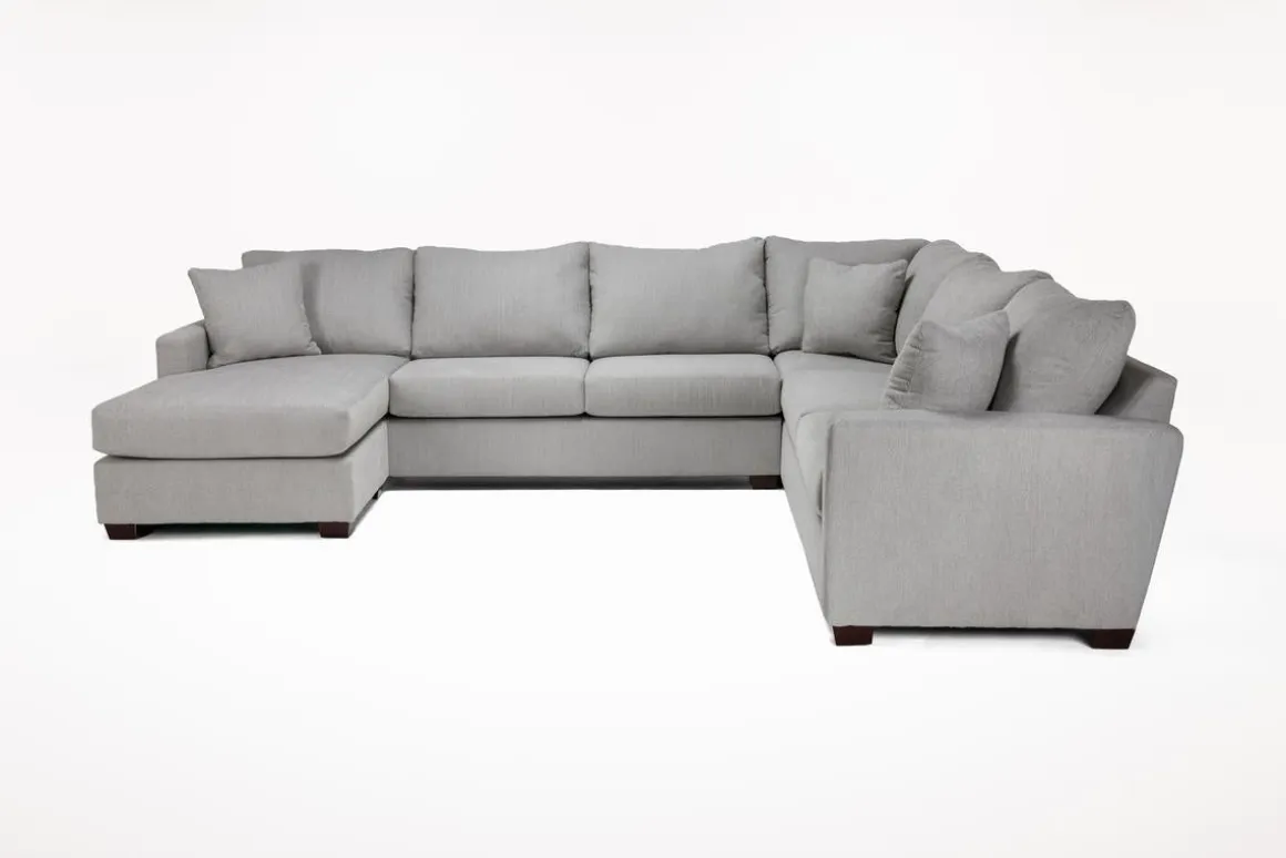 Barrett Tux Sofa Chaise Sectional In Fisk Smoke, Right Facing