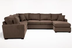 Barrett Tux Sofa Chaise Sectional In Fisk Smoke, Right Facing