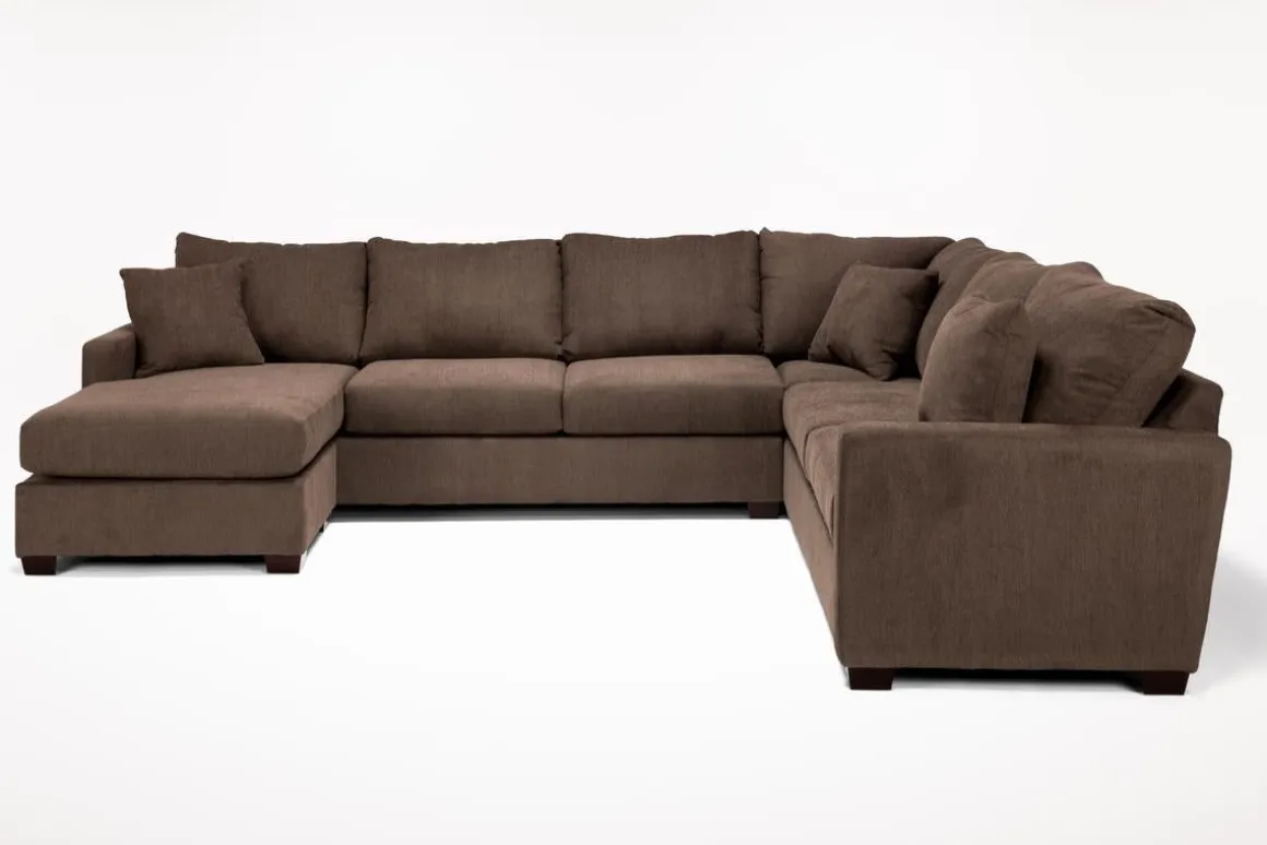 Barrett Tux Sofa Chaise Sectional In Fisk Smoke, Right Facing