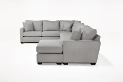 Barrett Tux Sofa Chaise Sectional In Fisk Smoke, Right Facing