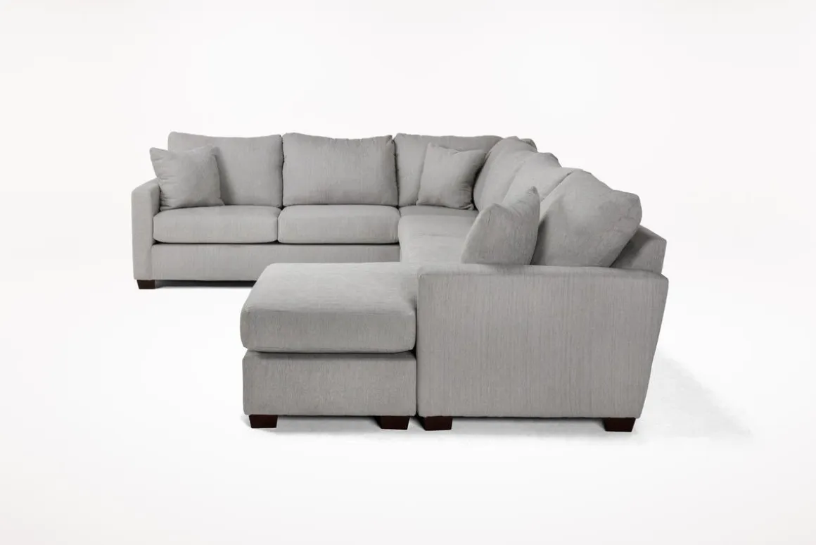 Barrett Tux Sofa Chaise Sectional In Fisk Smoke, Right Facing