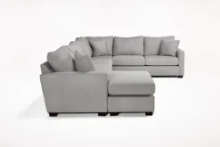 Barrett Tux Sofa Chaise Sectional In Fisk Smoke, Right Facing