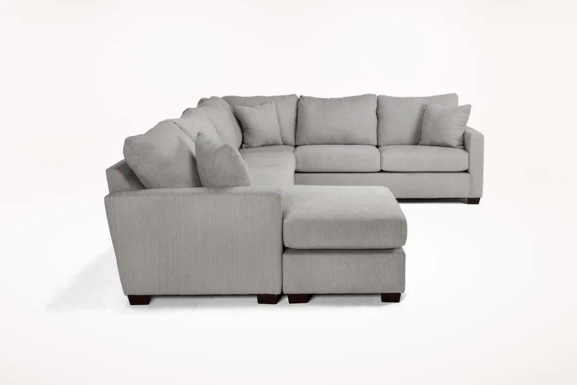 Barrett Tux Sofa Chaise Sectional In Fisk Smoke, Right Facing