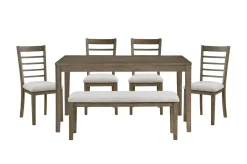 Barry Dining Table, 4 Chairs & Bench In Light Brown