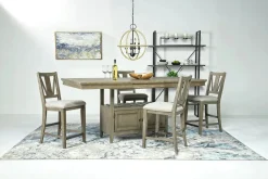 Bay Creek Counter Height Extendable Dining Table & 4 Stools In Graphite