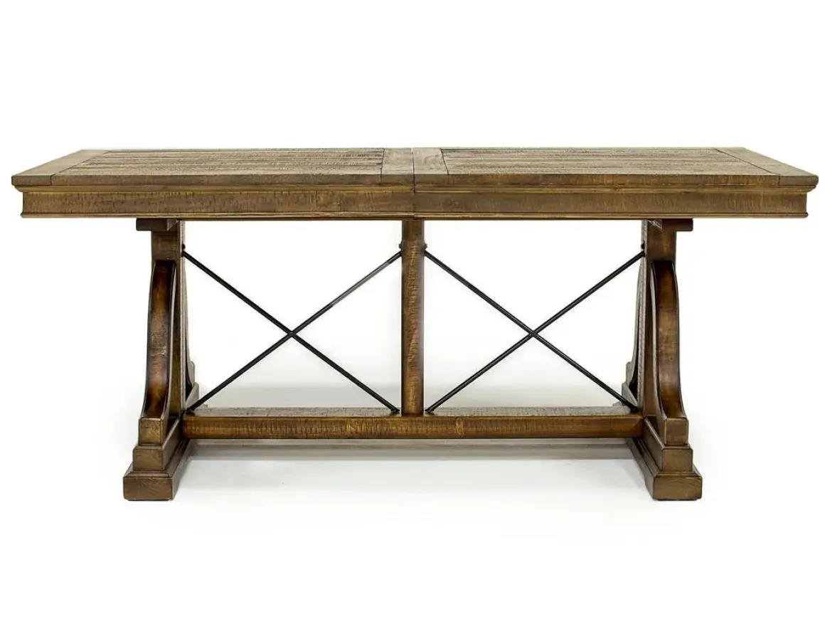 Bay Creek Extendable Dining Table & 4 Upholstered V-Back Chairs In Toasted Nutmeg