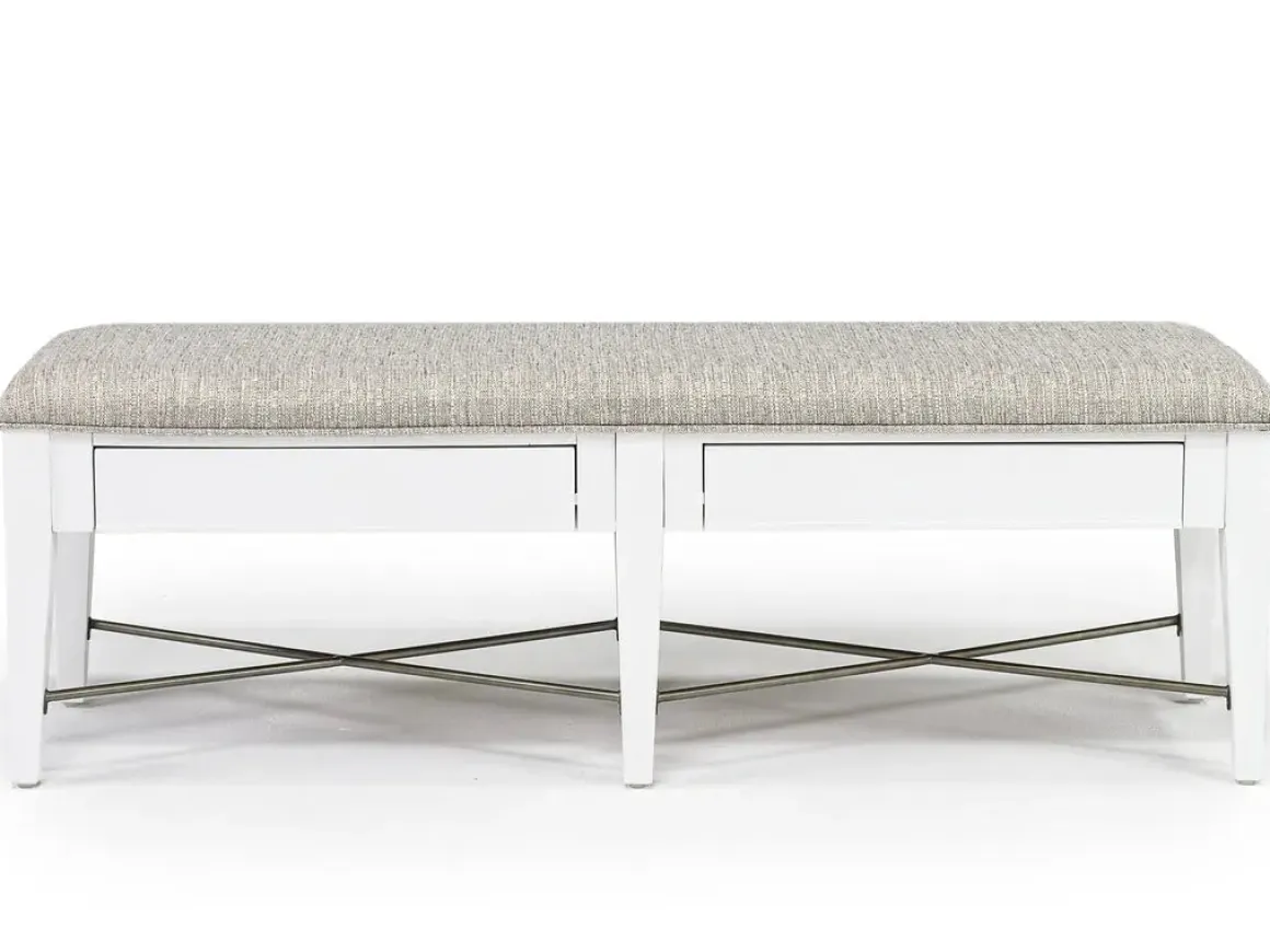 Bay Creek Extendable Dining Table, 4 V-Back Chairs & High Back Bench In Graphite