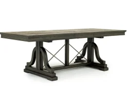 Bay Creek Extendable Dining Table, 4 V-Back Chairs & High Back Bench In Graphite