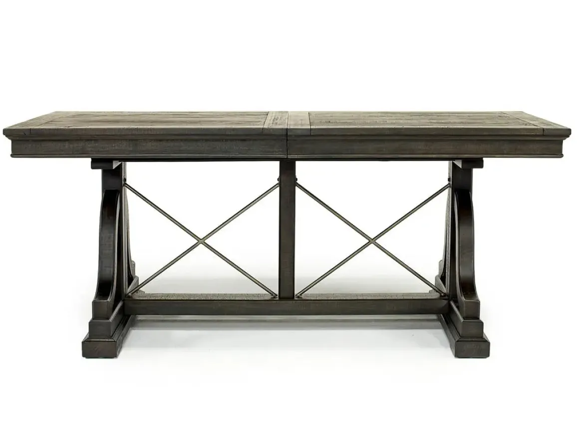 Bay Creek Extendable Dining Table, 4 V-Back Chairs & High Back Bench In Graphite