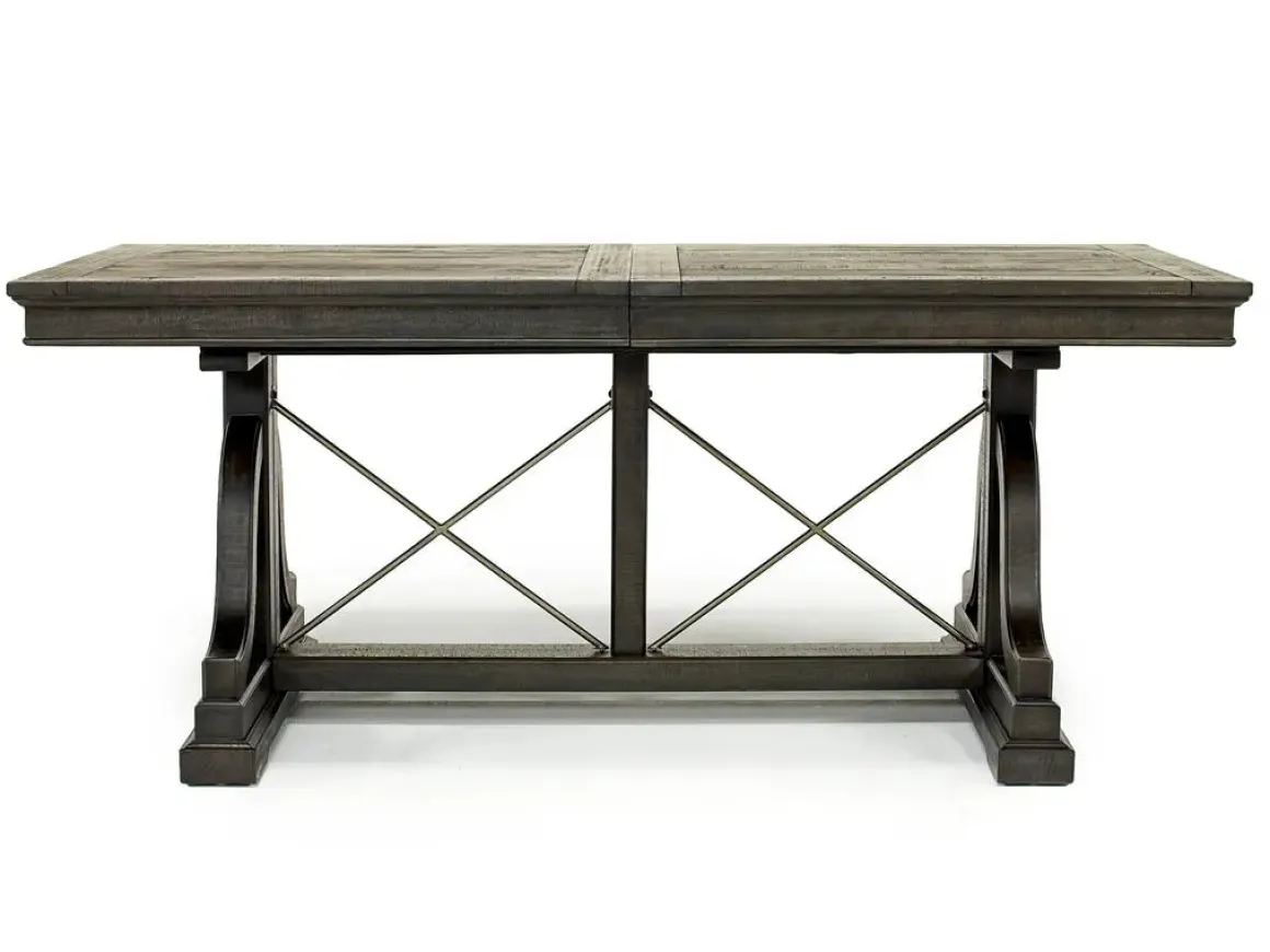 Bay Creek Extendable Dining Table, 4 V-Back Chairs & High Back Bench In Graphite