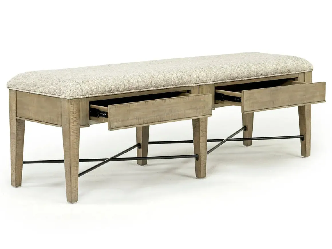 Bay Creek Extendable Dining Table, 4 V-Back Chairs & High Back Bench In Graphite