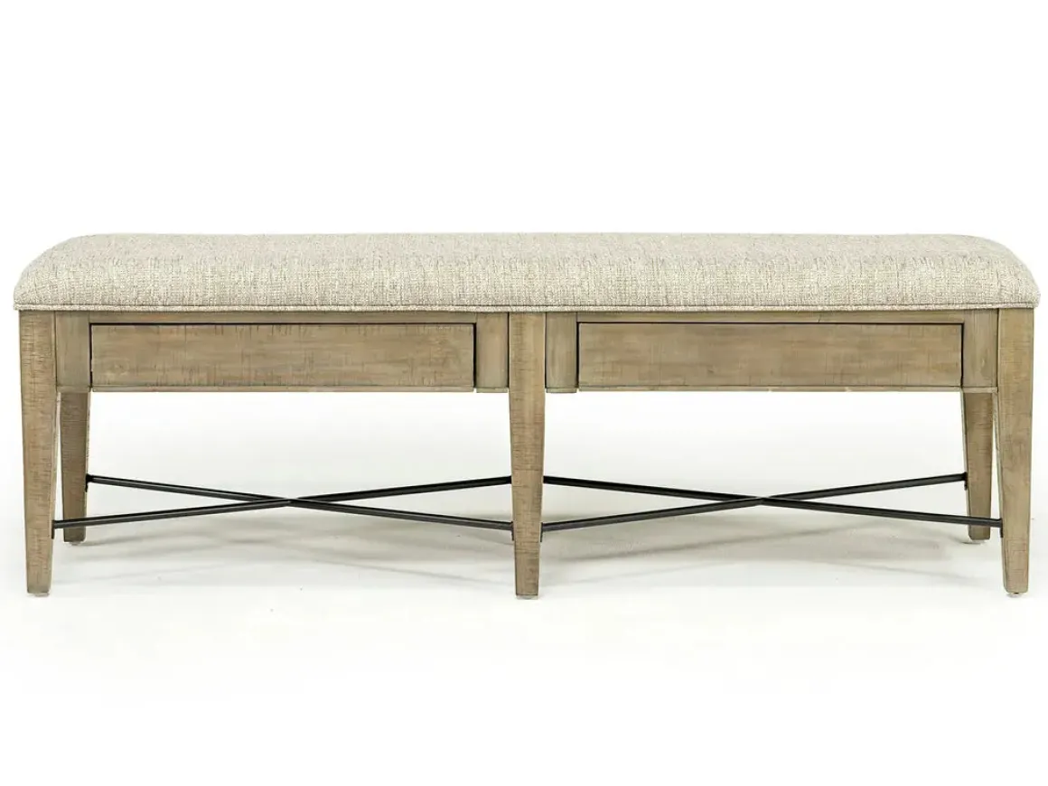 Bay Creek Extendable Dining Table, 4 V-Back Chairs & High Back Bench In Graphite