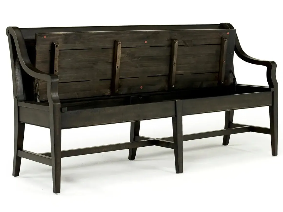 Bay Creek Extendable Dining Table, 4 V-Back Chairs & High Back Bench In Graphite