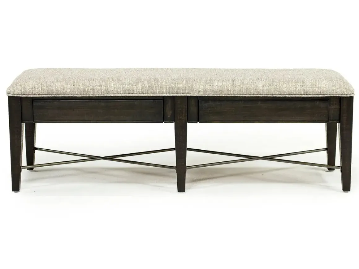 Bay Creek Extendable Dining Table, 4 V-Back Chairs & High Back Bench In Graphite