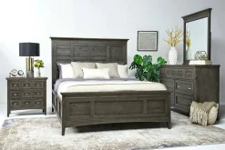 Bay Creek Panel Bed W/ Storage, Dresser, Mirror & Nightstand In Nutmeg, Queen