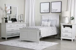 Bella Panel Bed In White, Twin