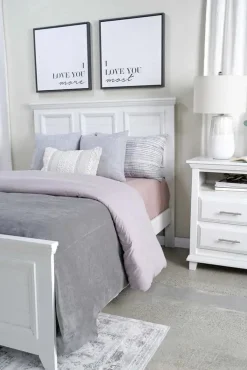 Bella Panel Bed In White, Twin