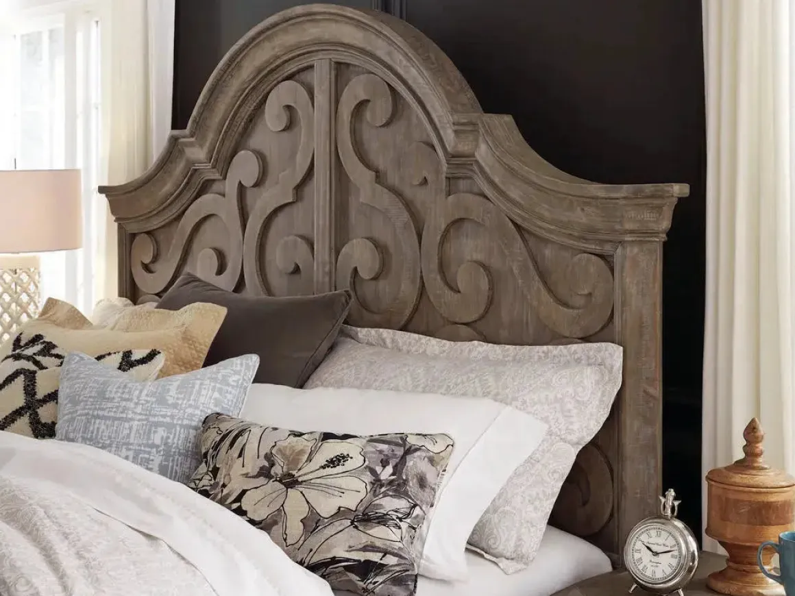 Bellamy Arch Panel Bed In Charcoal, Eastern King