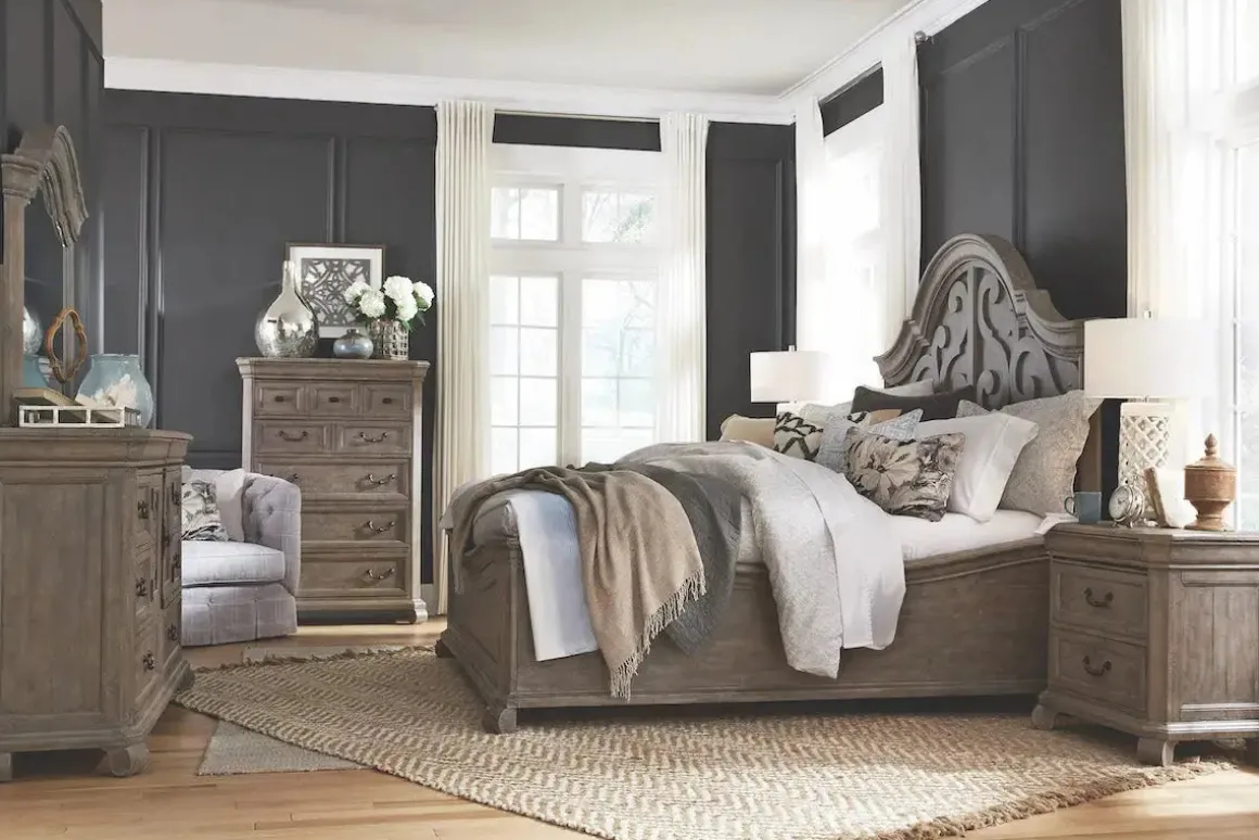 Bellamy Arch Panel Bed In Charcoal, Eastern King