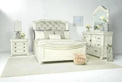 Bellamy Sleigh Bed W/ Storage In White, Queen